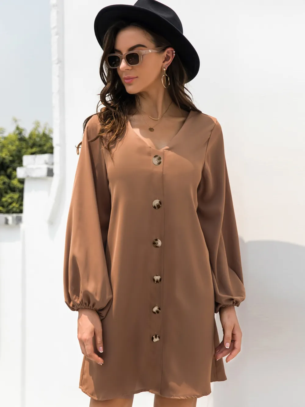 V-Neck Long Sleeve Mini Dress, image 11
