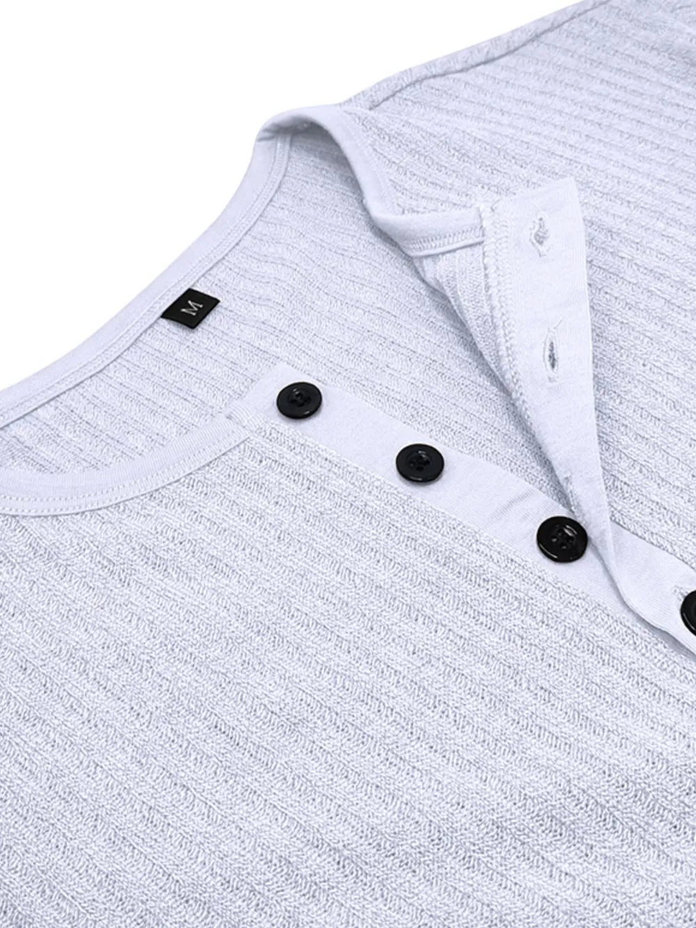 Men's Full Size Slim Fit Ribbed Henley Polo Shirt Plus Size, image 3