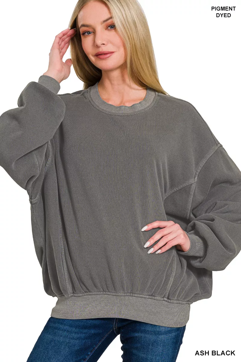 Soft Fleece Pigment Dye Pullover
