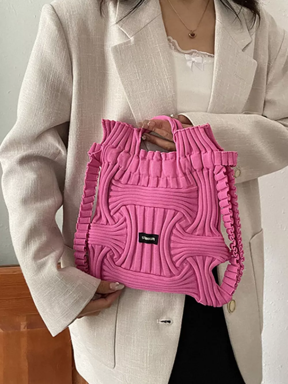 Lightweight Knitted Backpack Bag, image 5