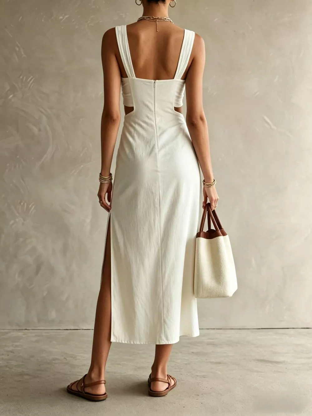 Ruched Cut-Out Midi Dress, image 2