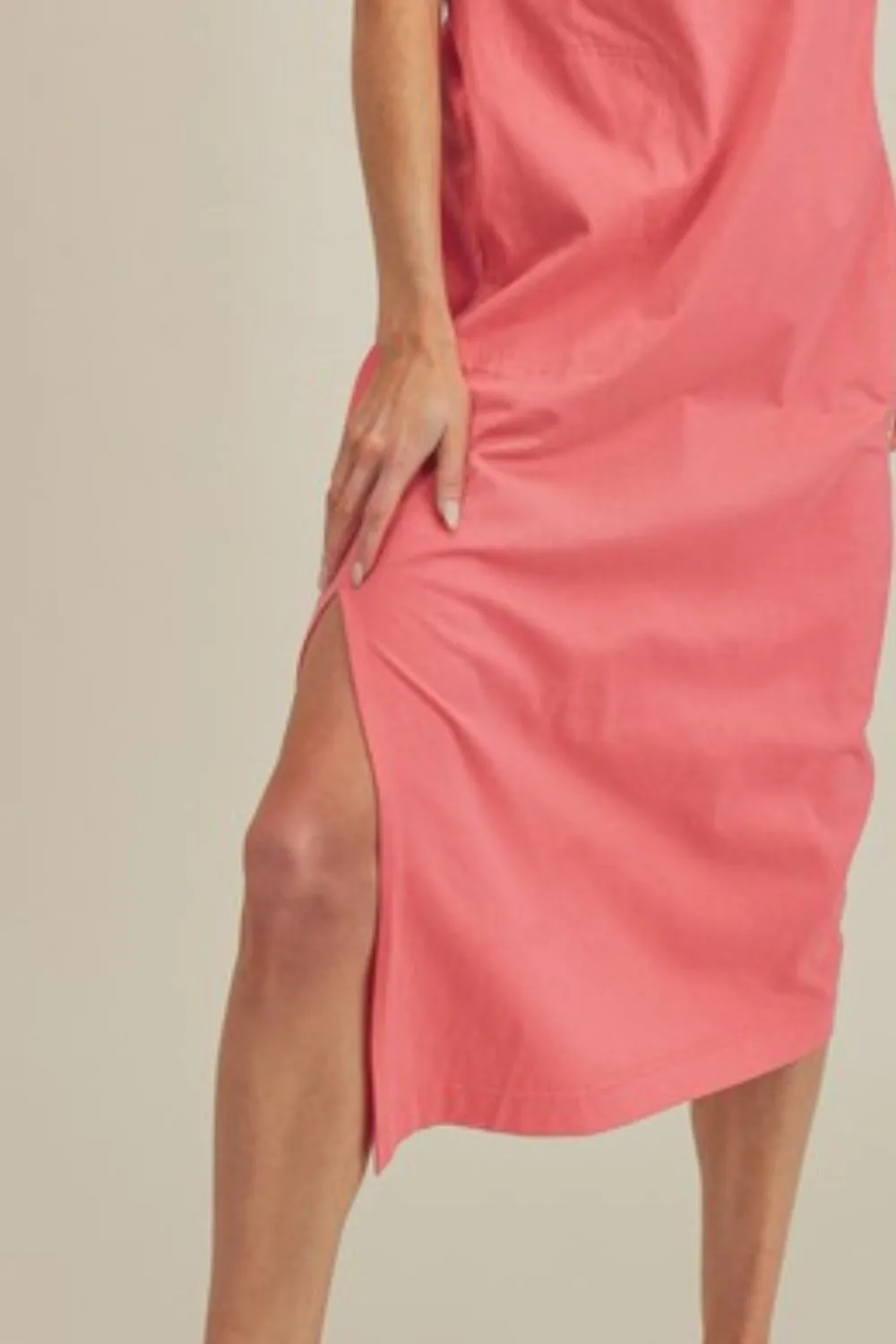 Side Slit Round Neck Sleeveless Midi Dress, image 3