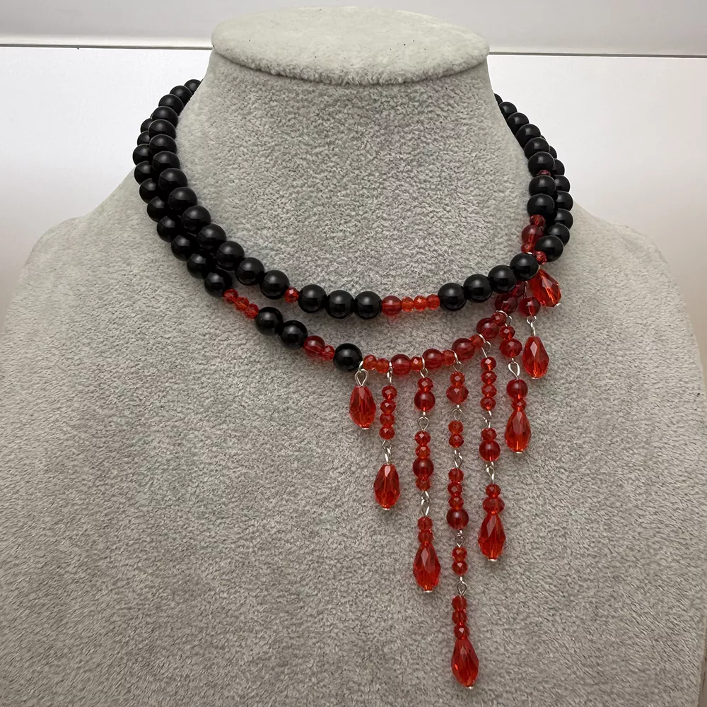 Halloween Teardrop Beaded Double Layered Necklace, image 5