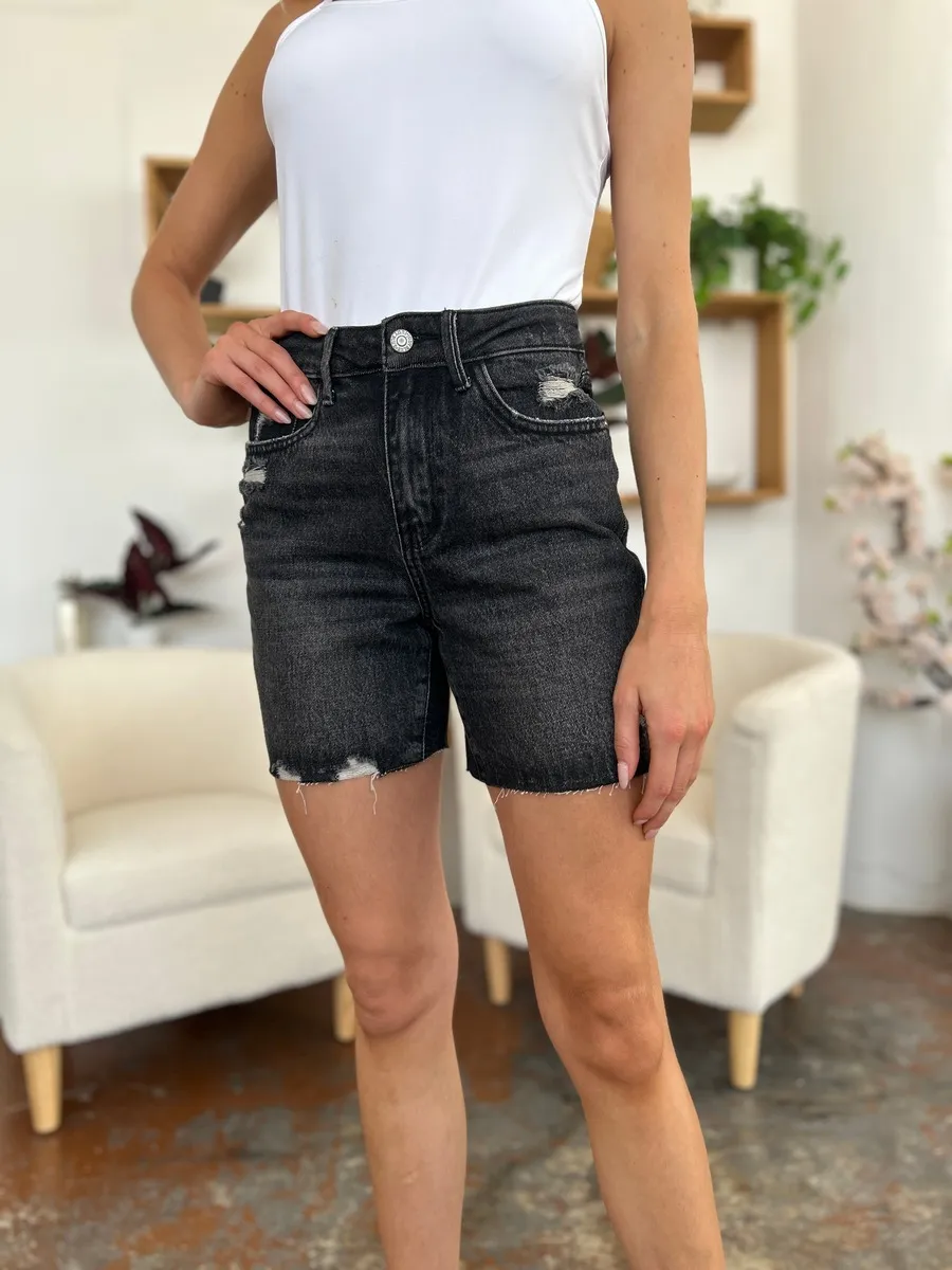 Full Size High Waist Rigid Magic Denim Shorts, image 4