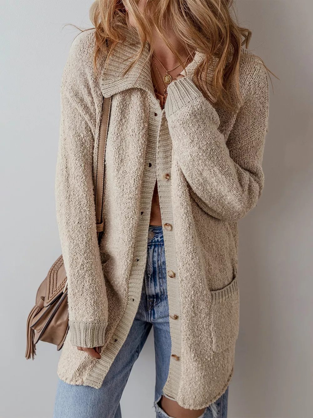 Button-Up Cardigan with Pockets, image 3