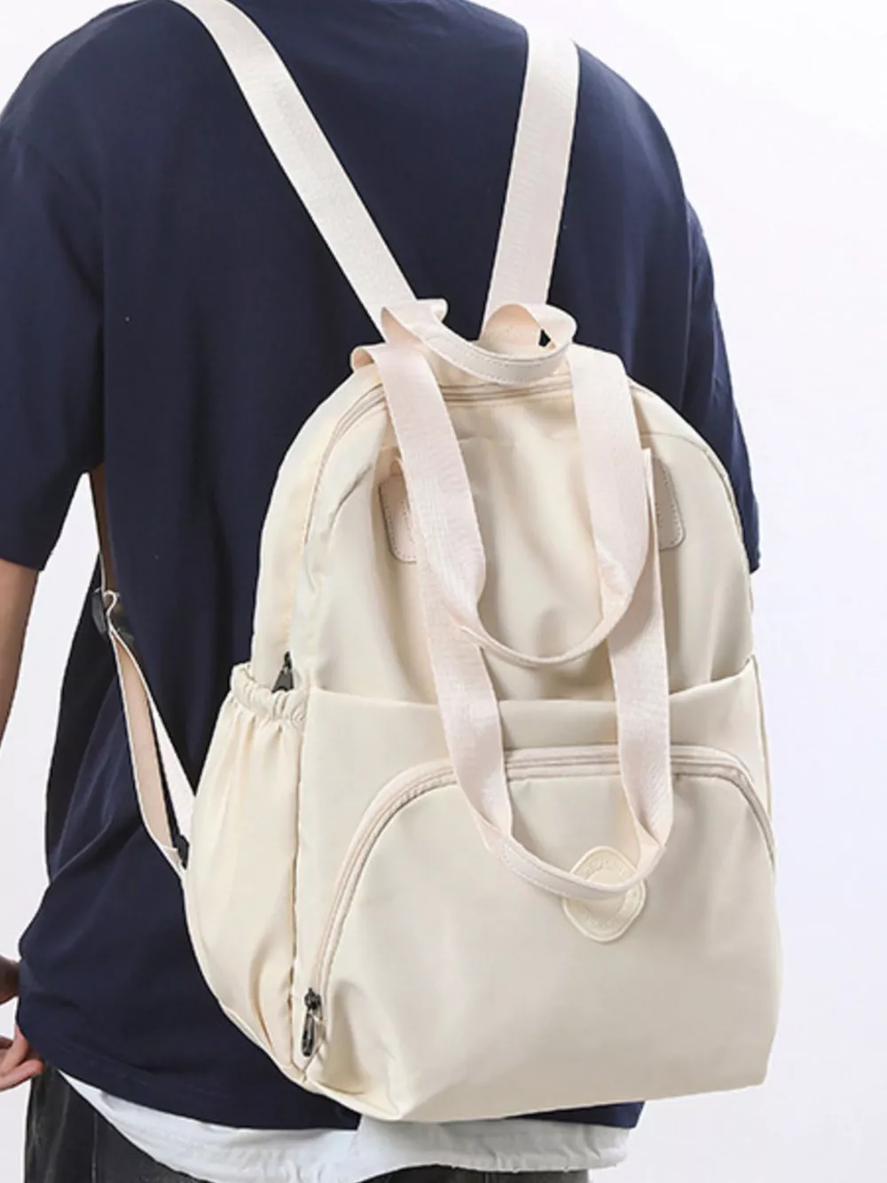Lightweight Solid Color Backpack Bag, image 7