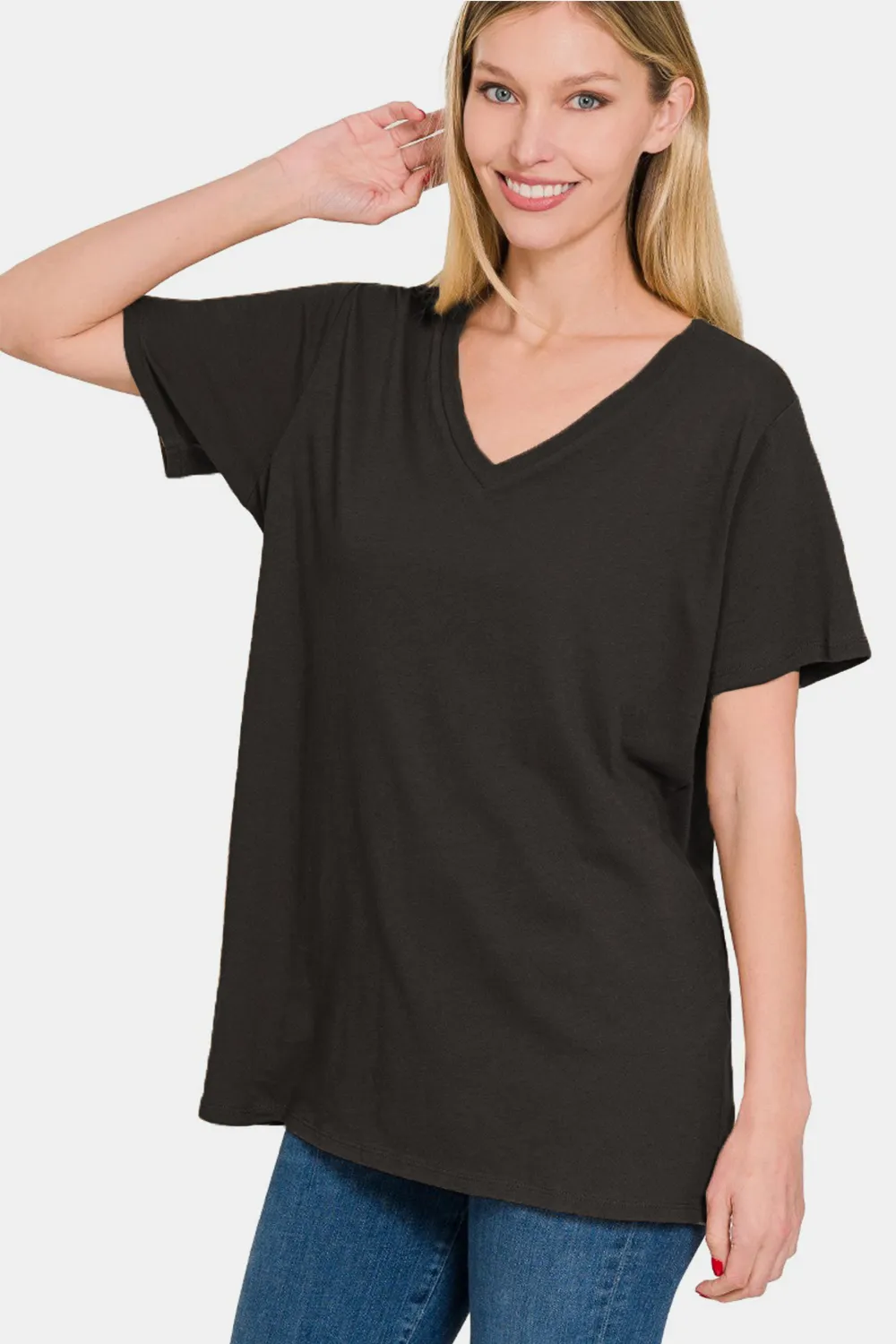 Full Size V-Neck Short Sleeve T-Shirt, image 3