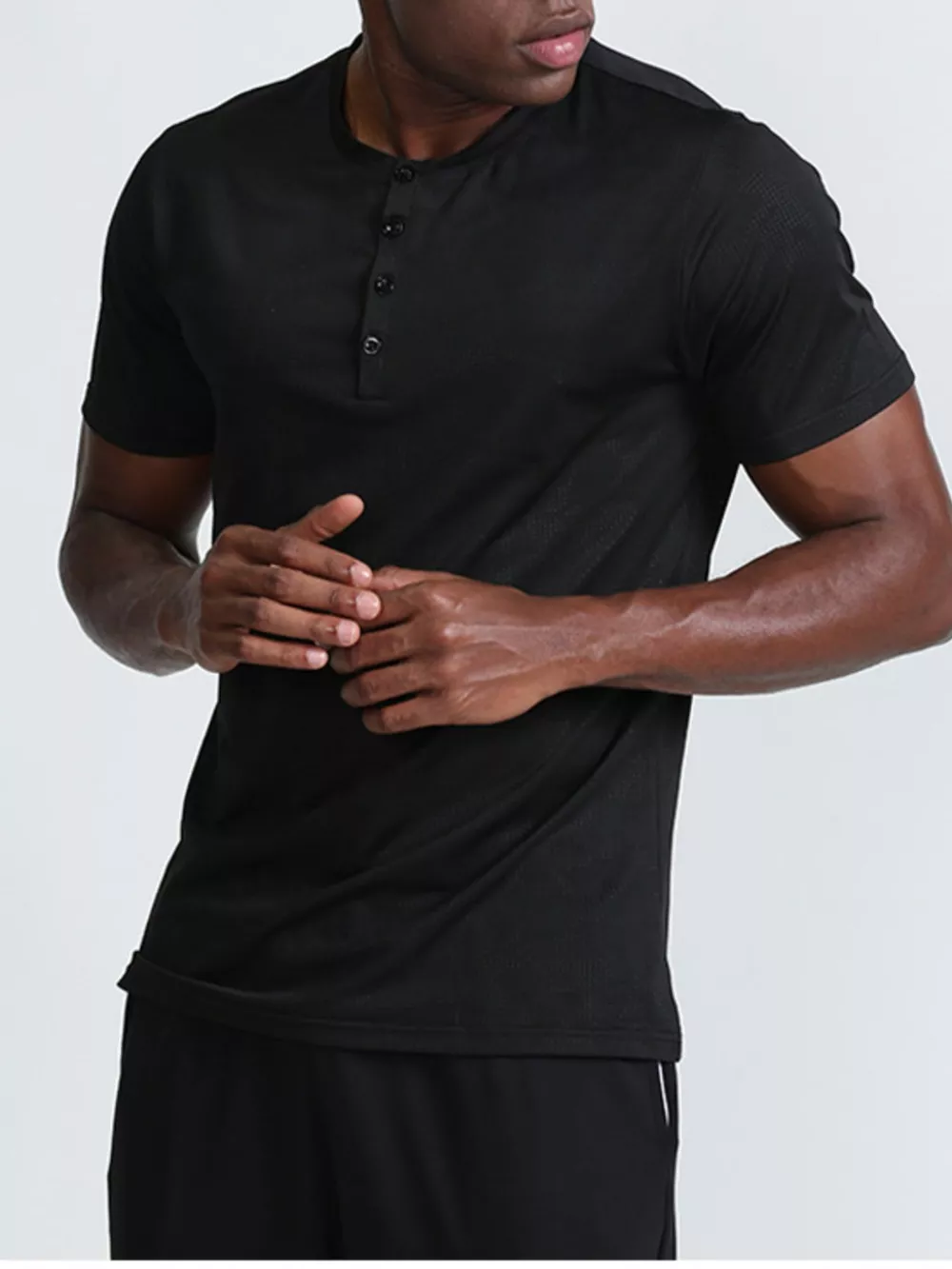 Men's Plus Size Lightweight Henley Active T-Shirt, image 4