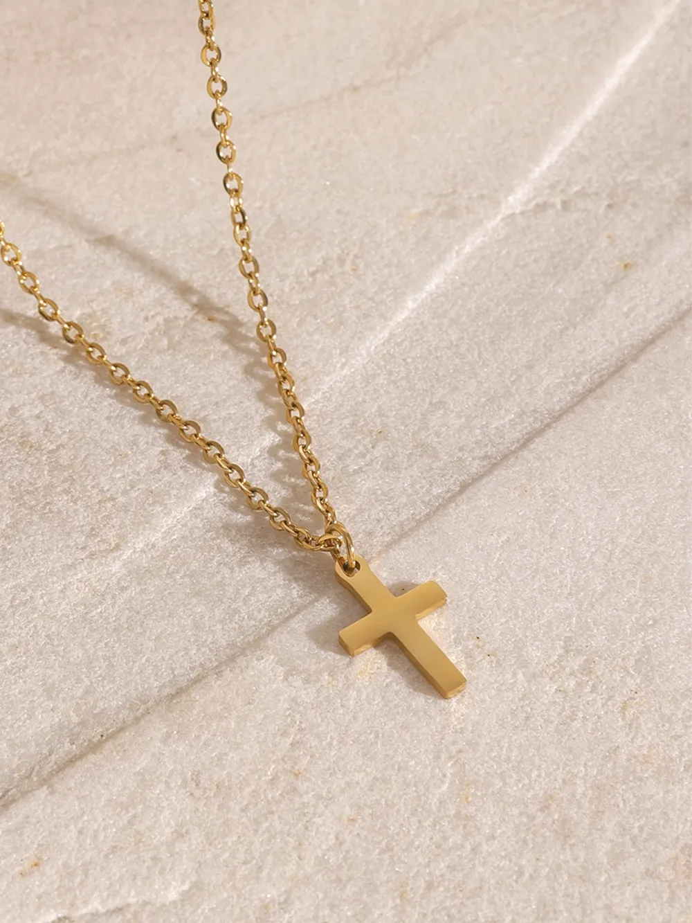 18K Gold-Plated Three-Layered Cross Necklace, image 3