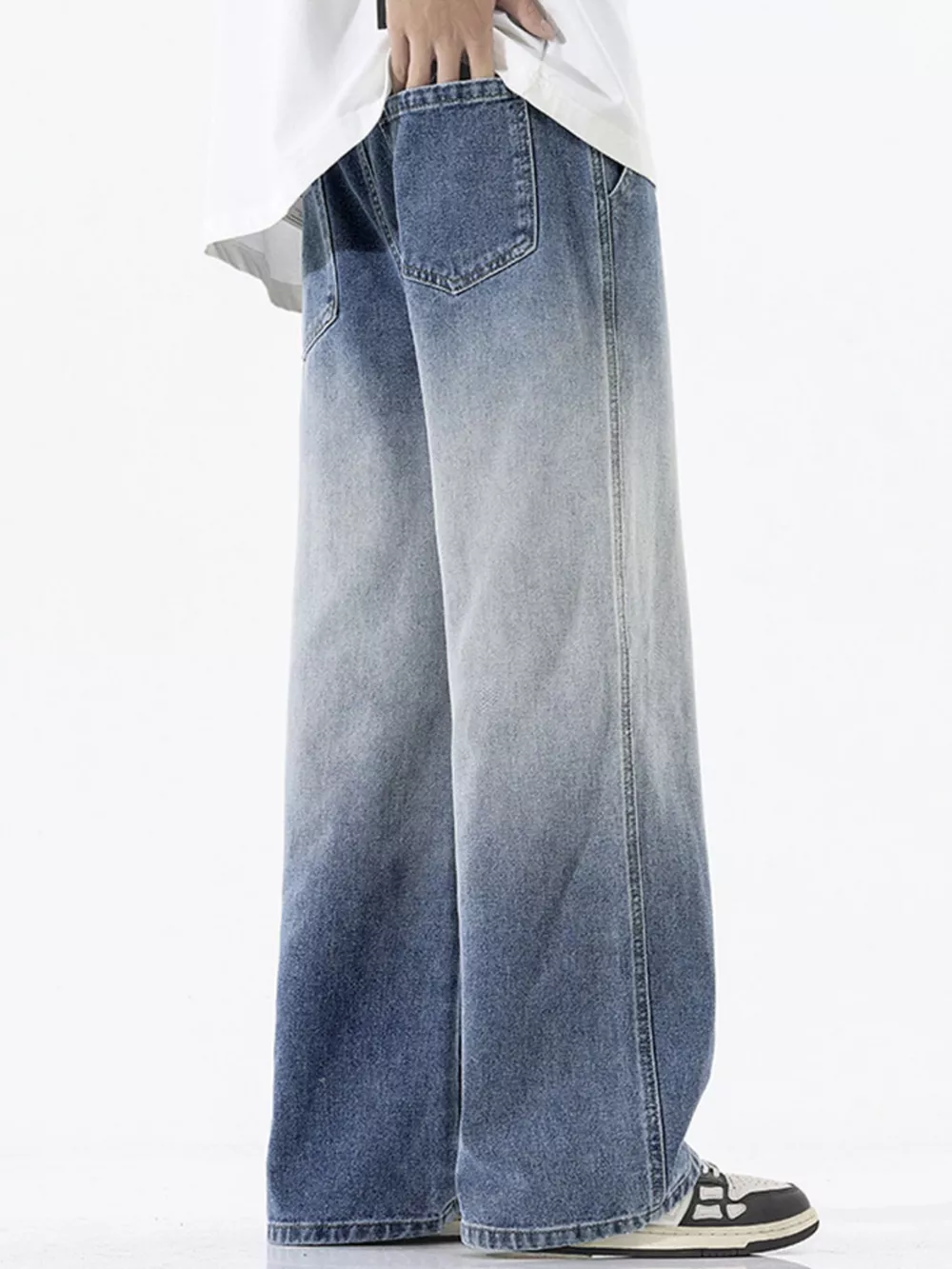 Men's Full Size Gradient Wash Wide Leg Jeans Plus Size, image 3