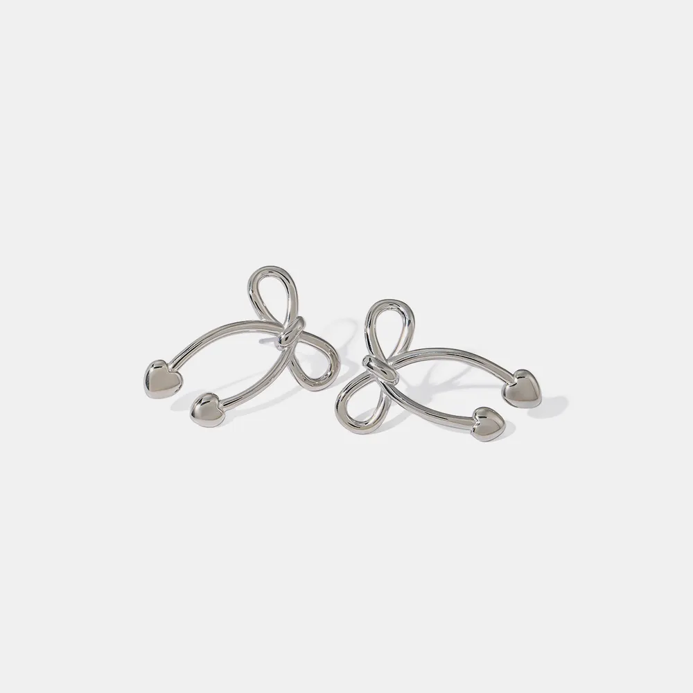 Stainless Steel Bow Earrings, image 6