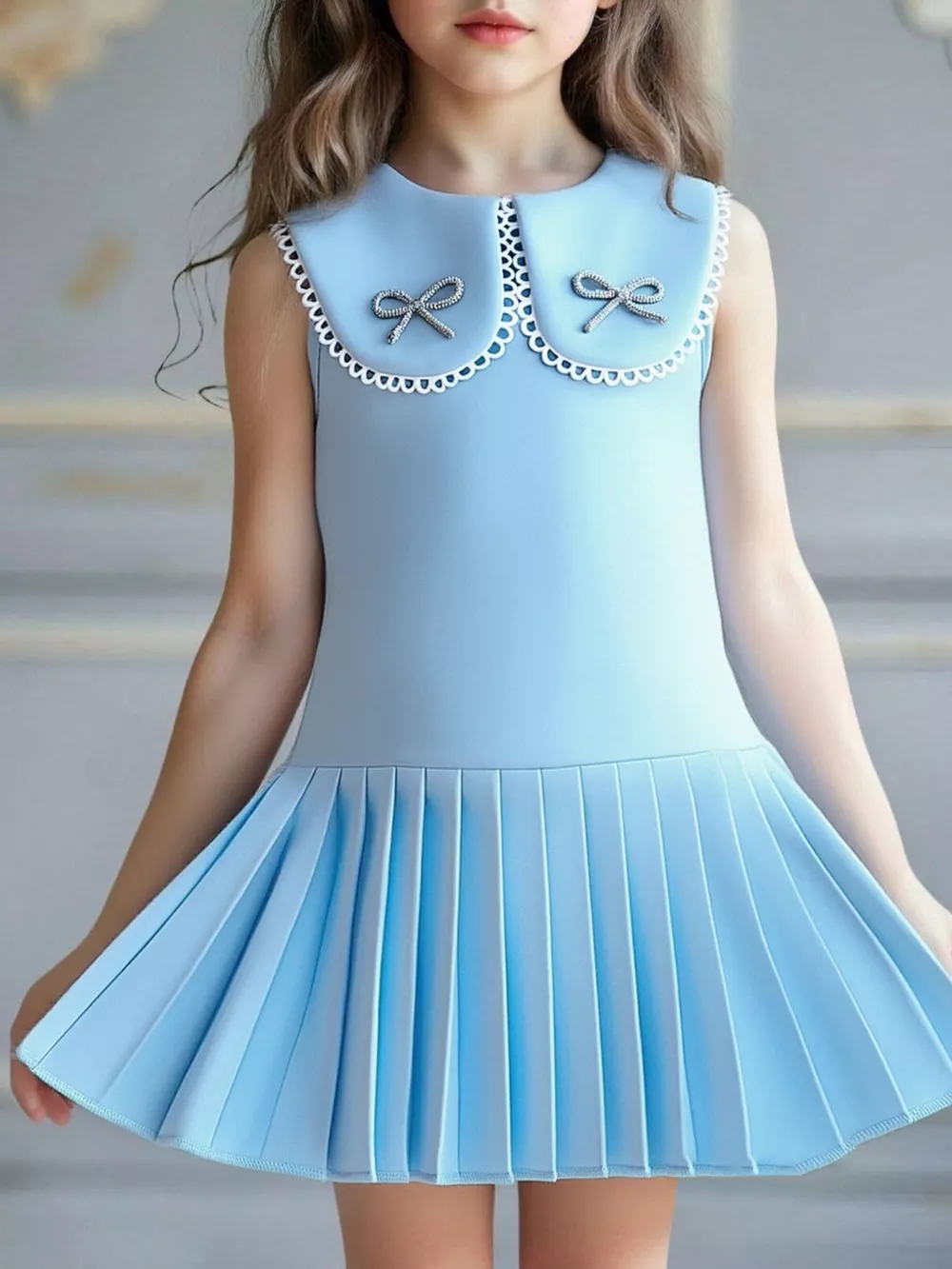 Children's Bow-Accented Pleated Dress, image 11