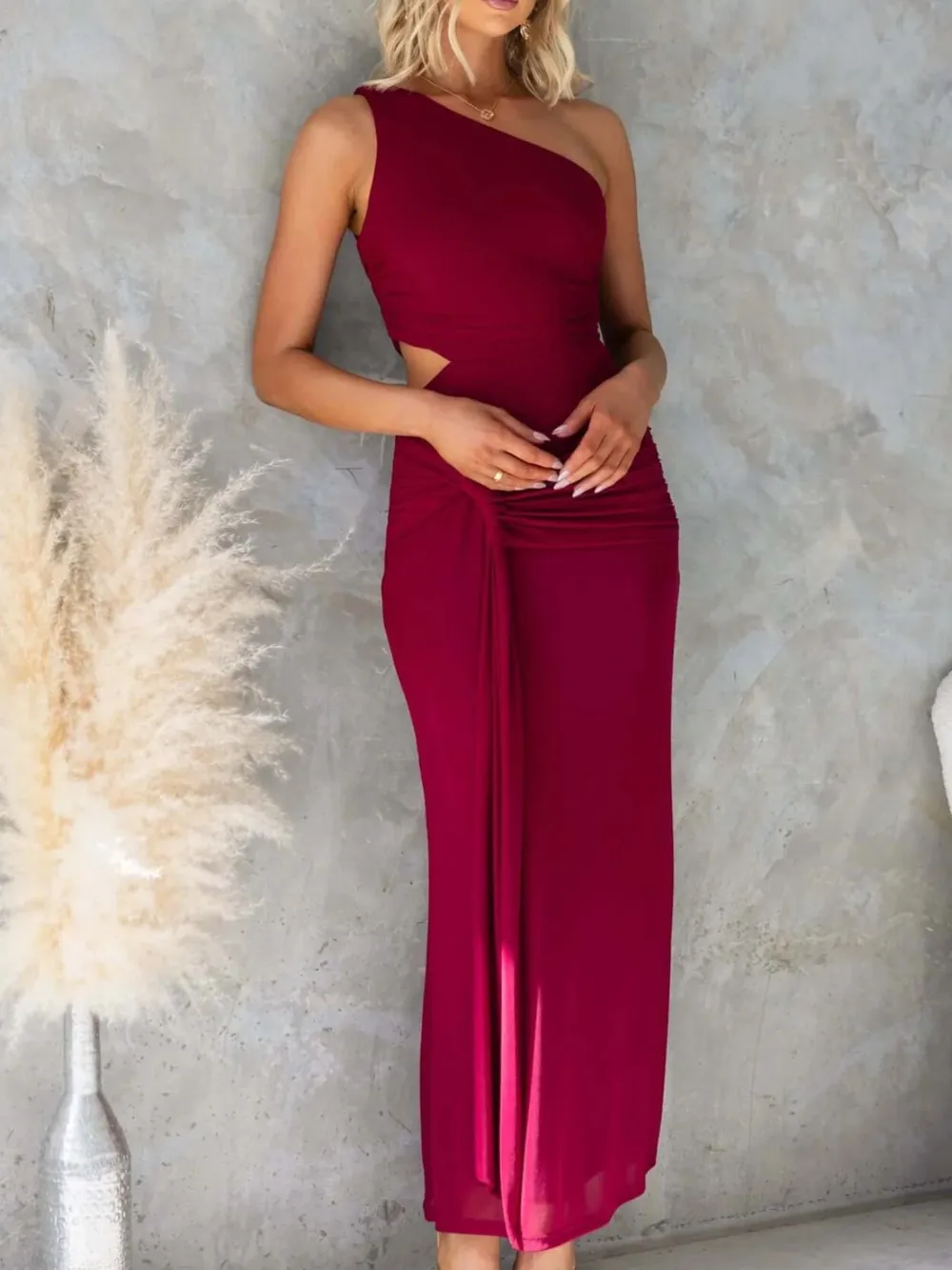 One-Shoulder Cutout Bodycon Maxi Dress, image 10