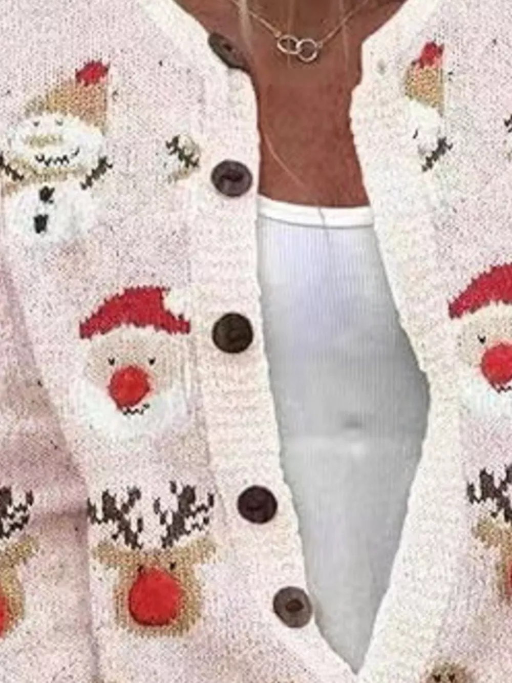 Full Size Festive Christmas Pattern Knit Cardigan with Button-Down Closure Plus Size, image 2