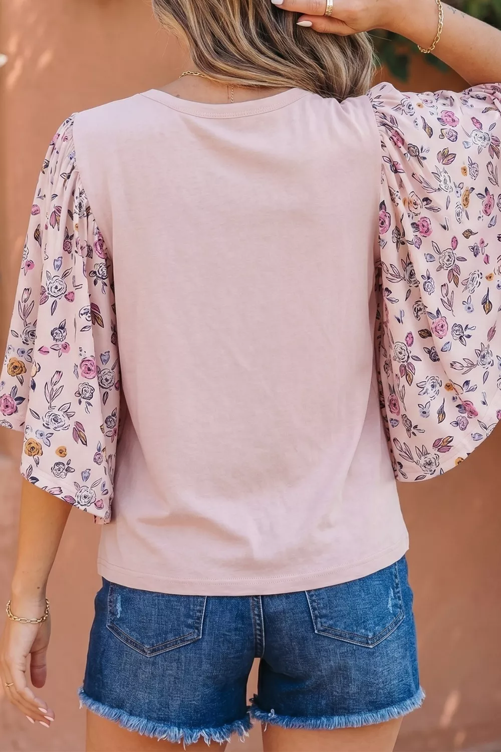 Floral Patchwork Bell Sleeve Blouse, image 4