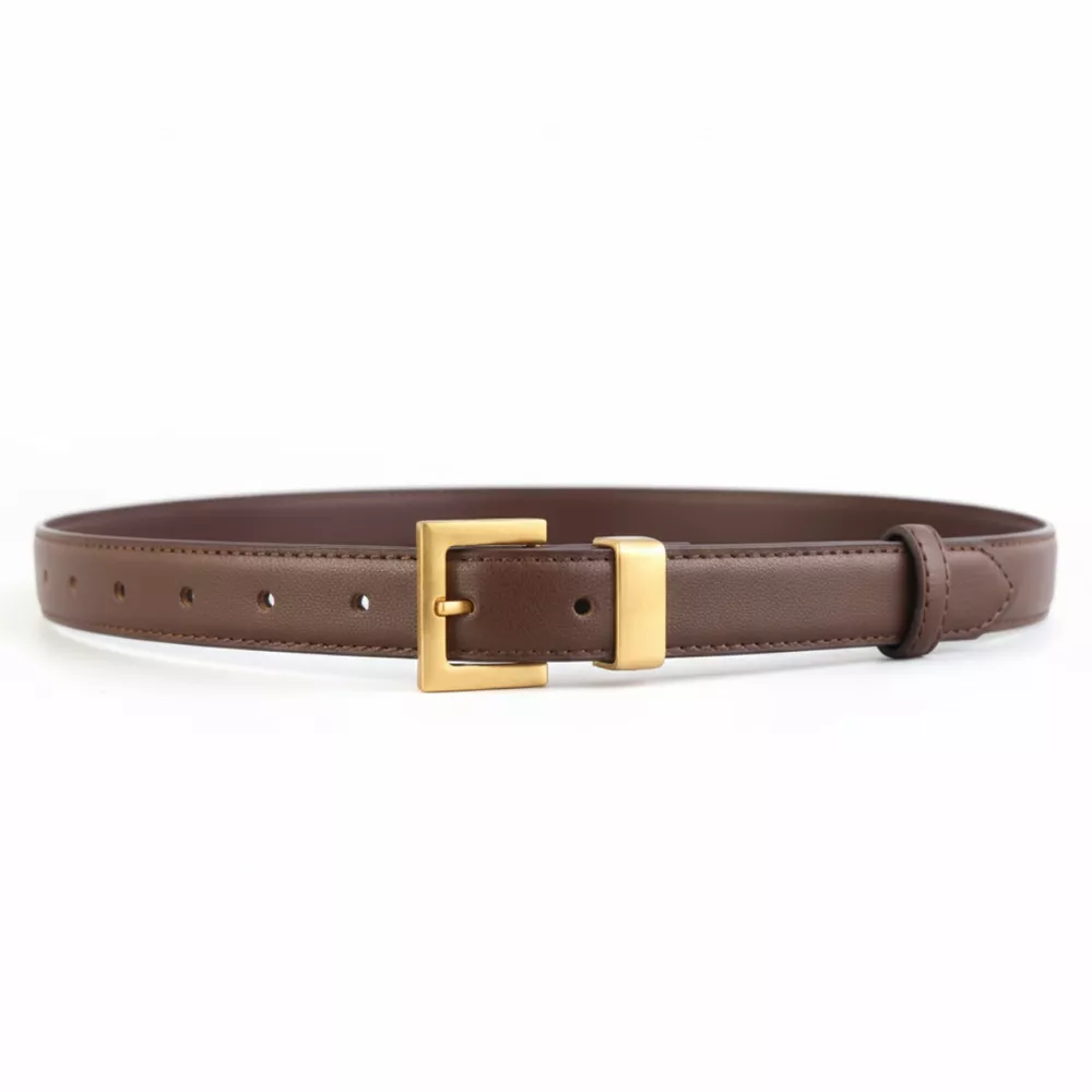 Leather Belt with Golden Buckle, image 3