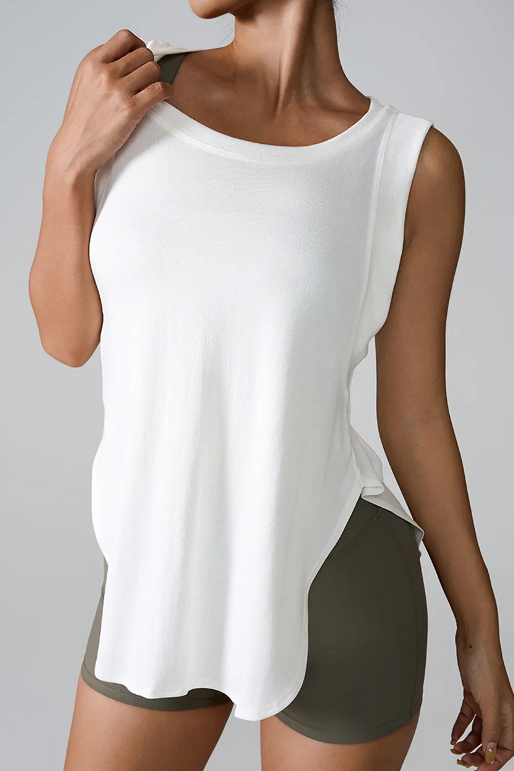 Slit Round Neck Active Tank, image 5