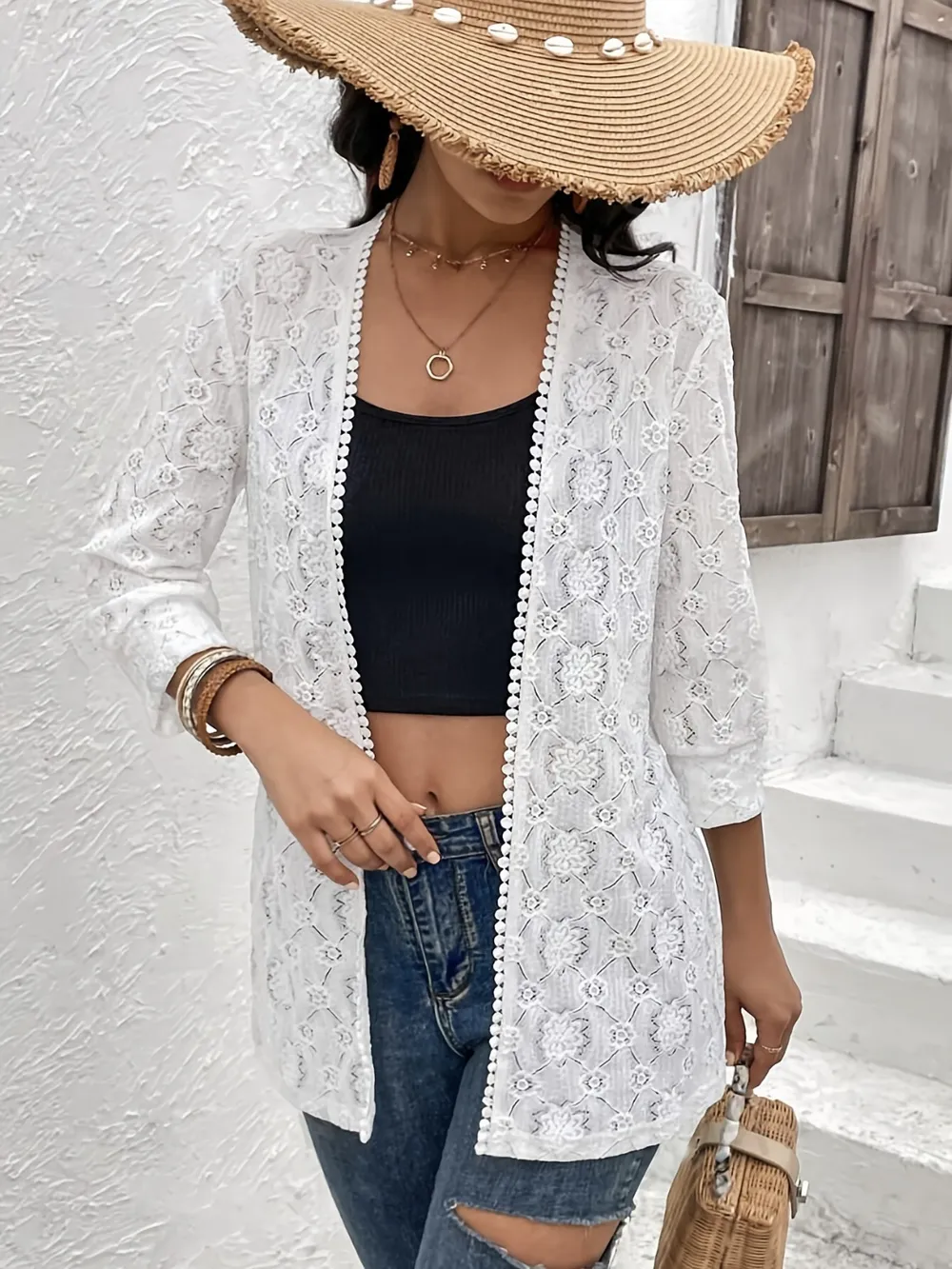 Lace Open Front Cover Up, image 5