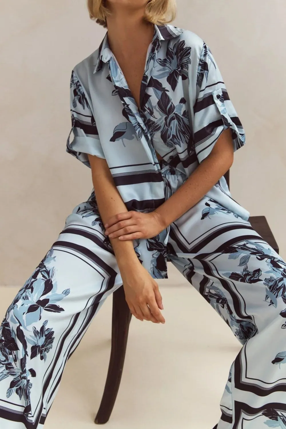 Printed Button Up Shirt and Pants Set, image 21