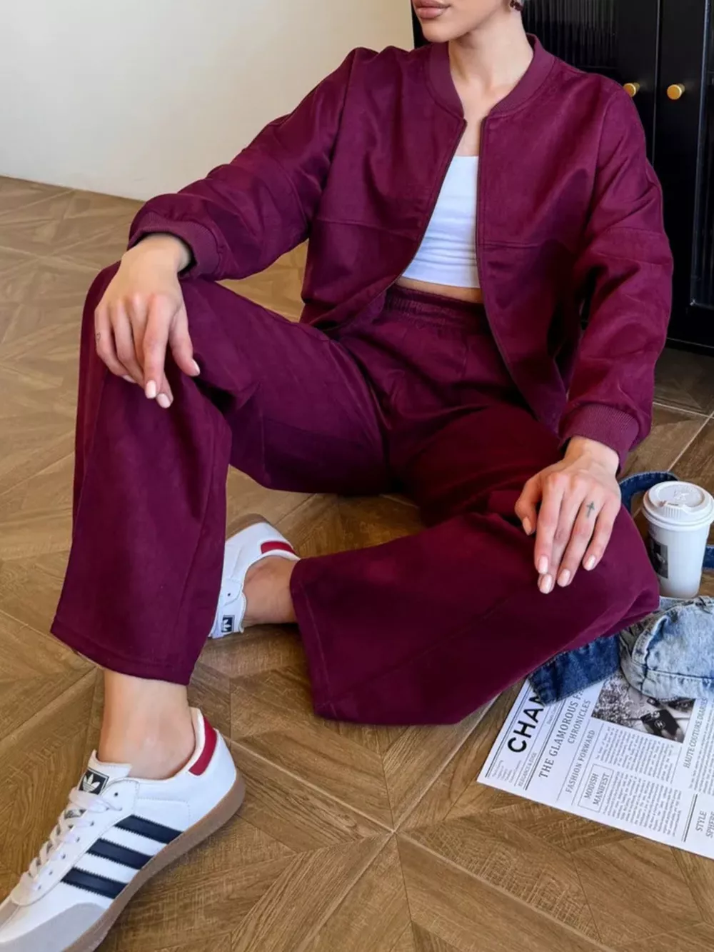 Zip Up Sweatshirt and Wide-Leg Pants Set, image 21