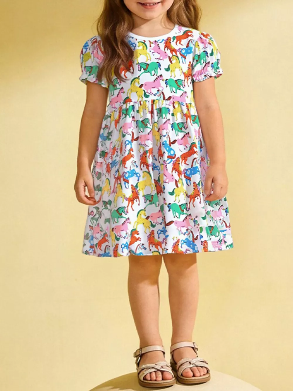 Children's Pony Print Casual Dress