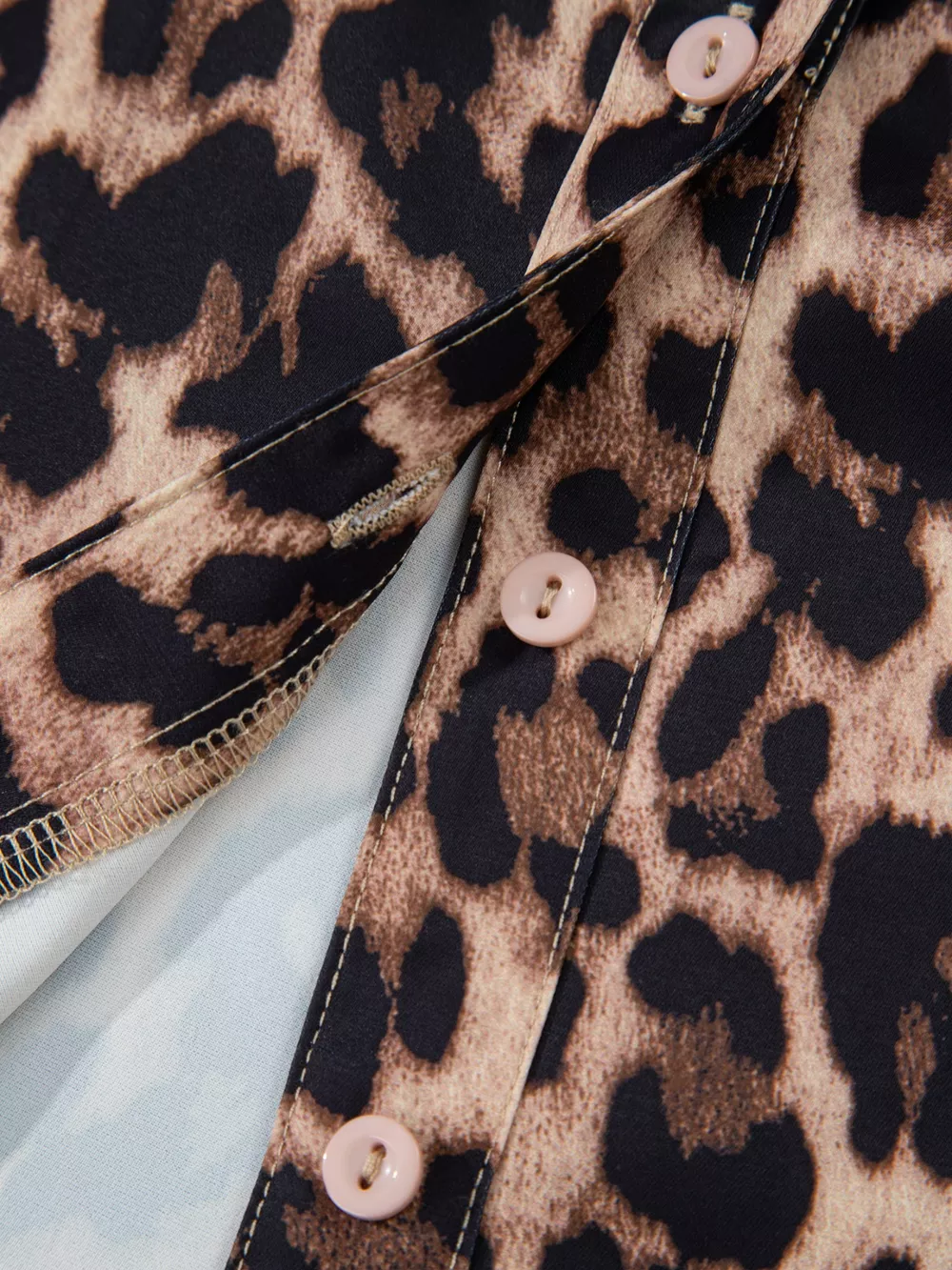 Leopard Print Lace Trim Short Sleeve Shirt, image 12
