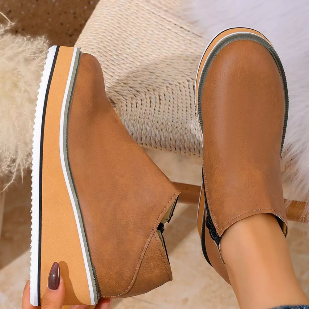 Round Toe Wedge Ankle Boots, image 5
