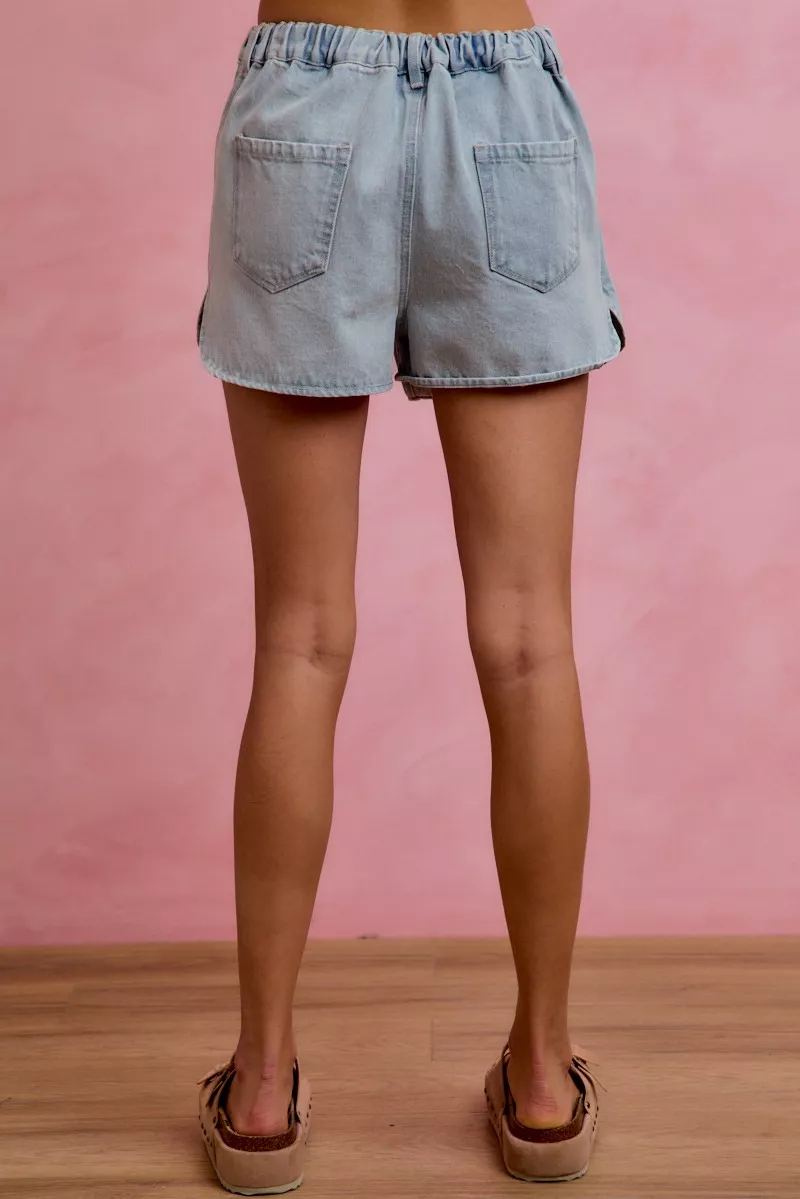 Washed Denim Wrap Skorts, image 10