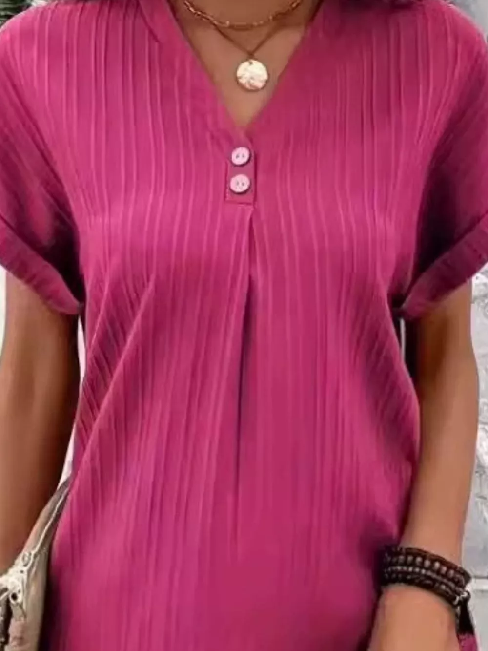 Full Size Casual V-Neck Short Sleeve Dress Plus Size, image 11