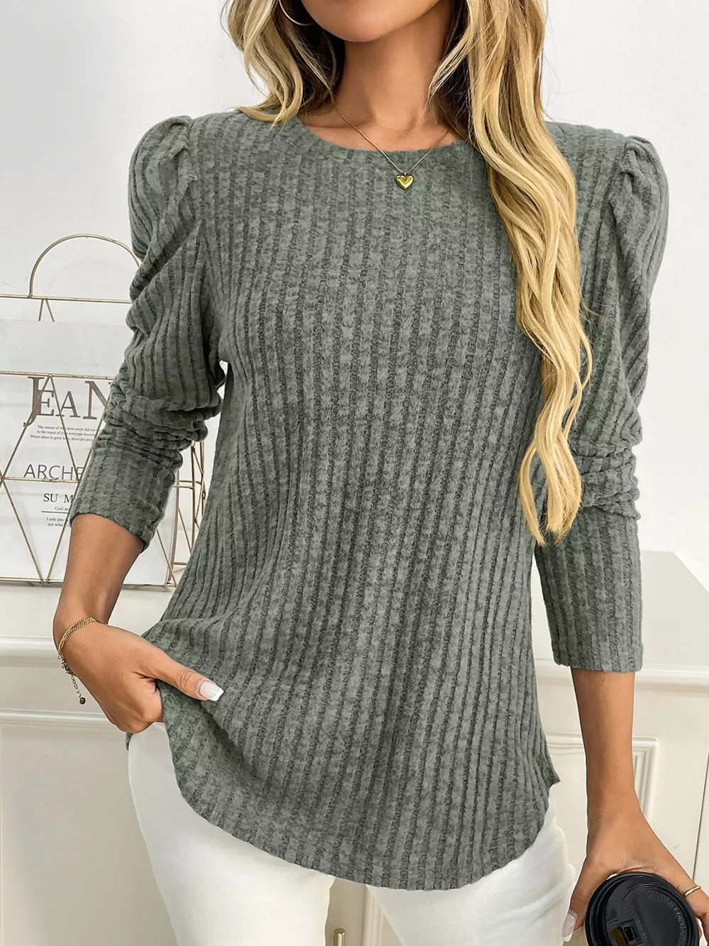 Round Neck Puff Sleeve T-Shirt, image 12