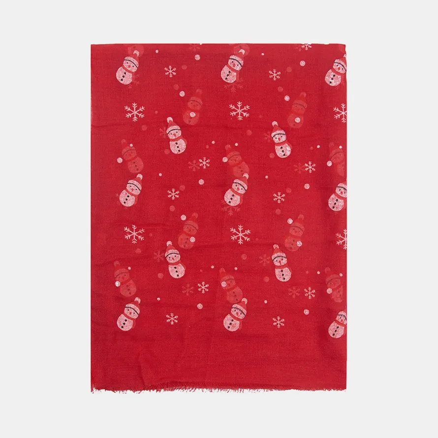 Fringe Snowman Polyester Scarf, image 4