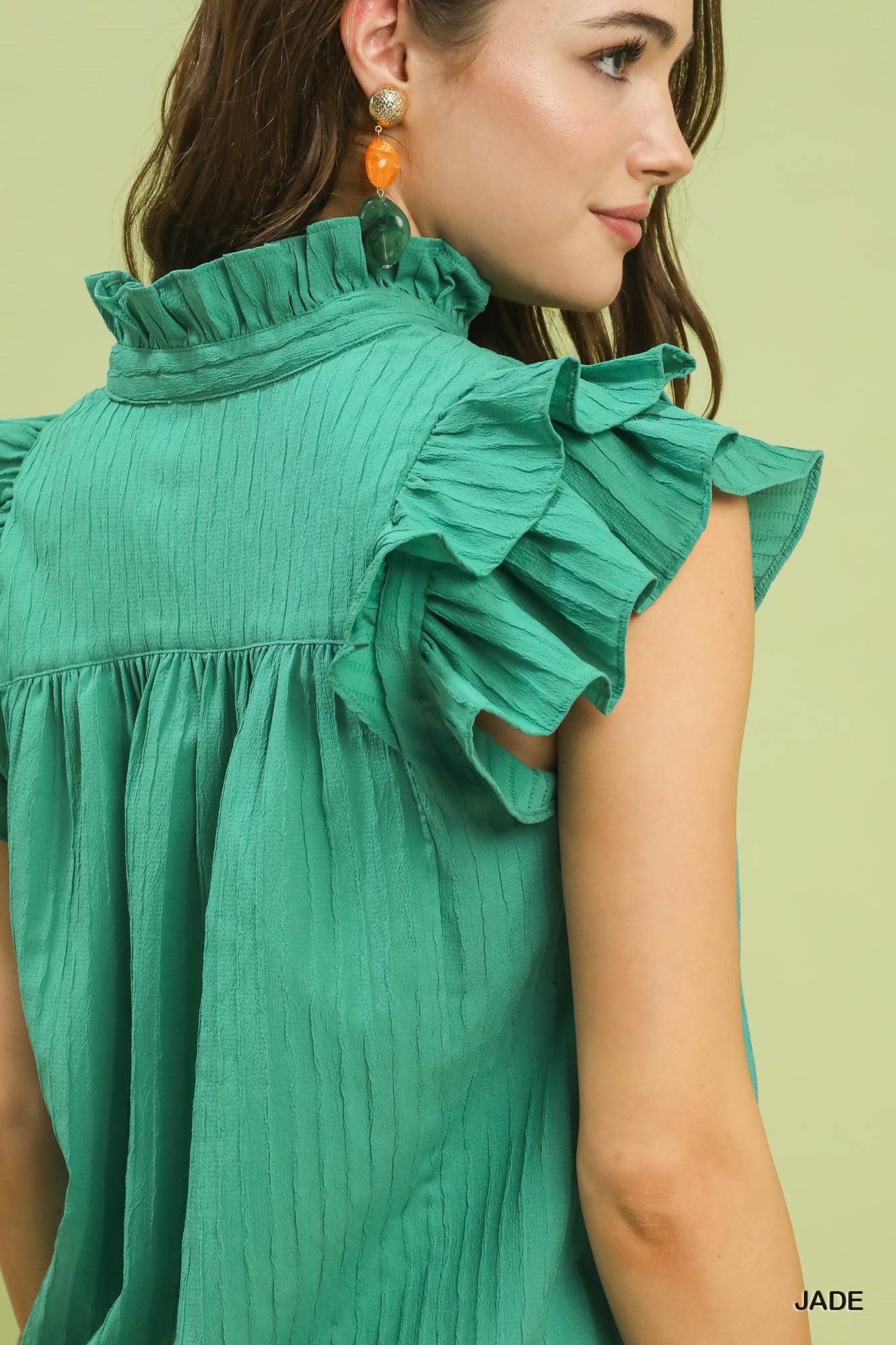 Ruffle Sleeve Textured Babydoll Blouse, image 2
