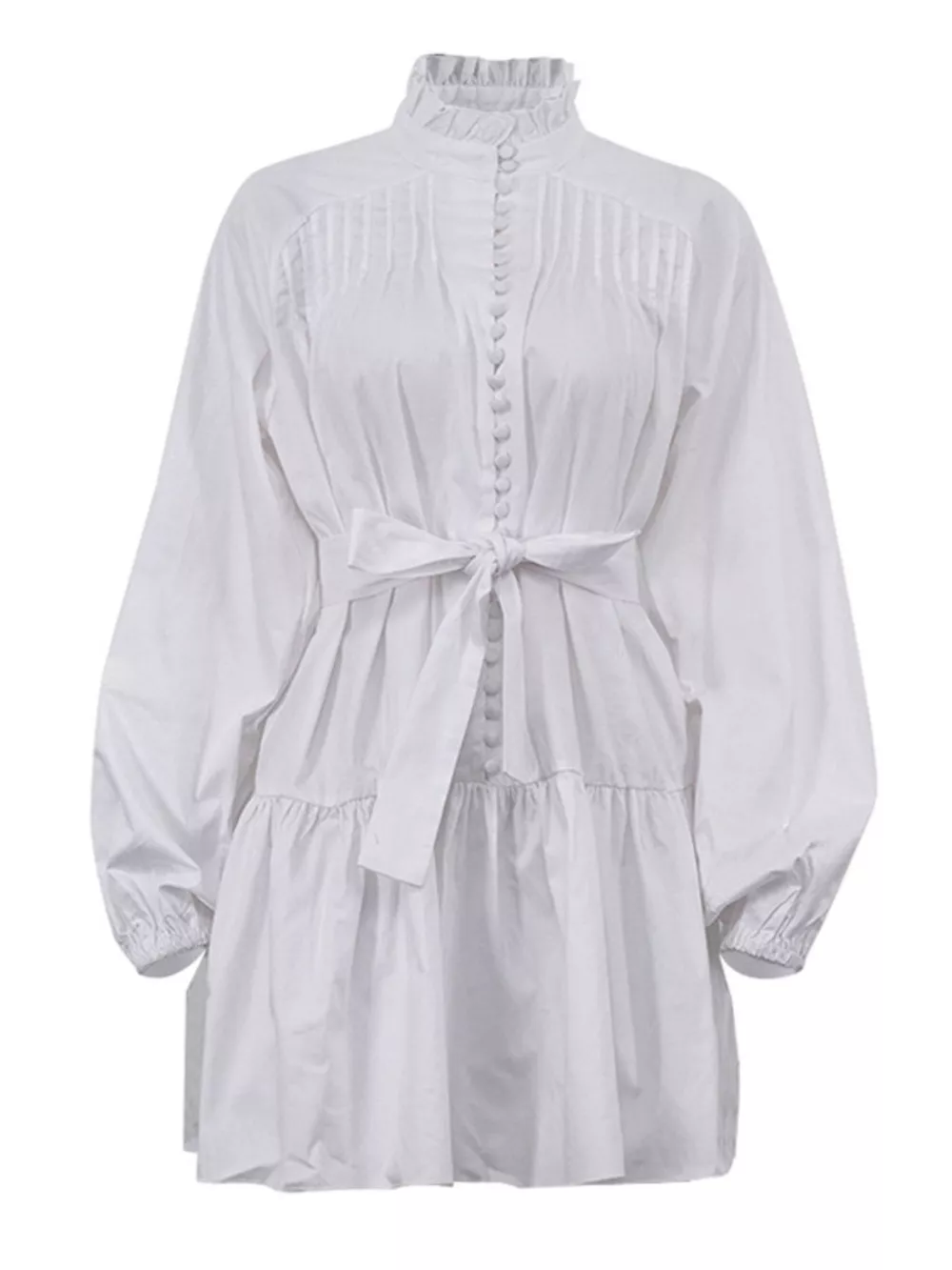 Button-Up Balloon Sleeve Mini Dress, image 6