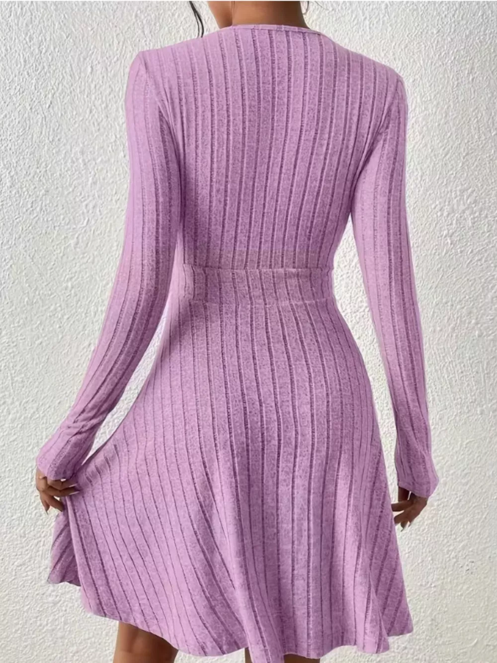 Ribbed Knit Wrap Mini Dress, image 10