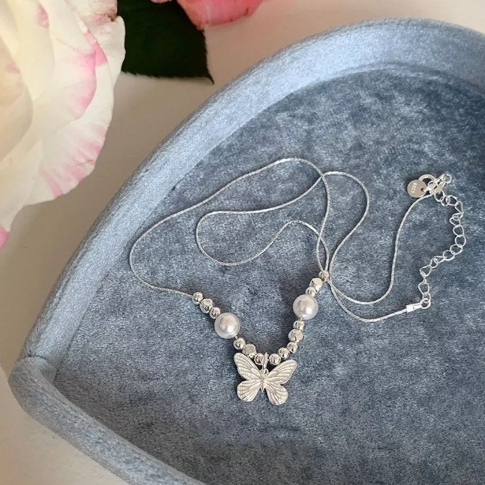 Butterfly Pearl Pendant Necklace, image 4