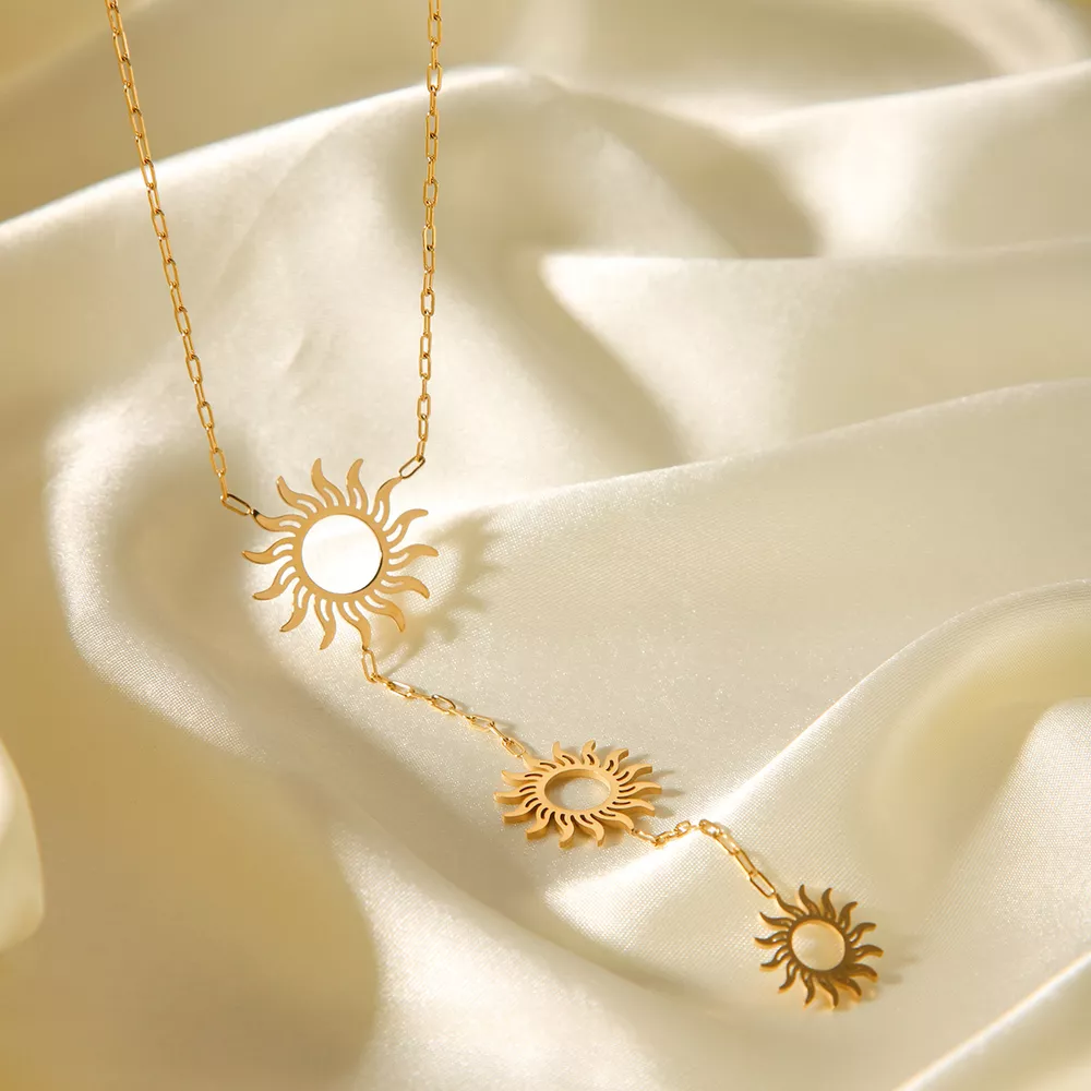 18K Gold-Plated Sun Pendant Necklace, image 5