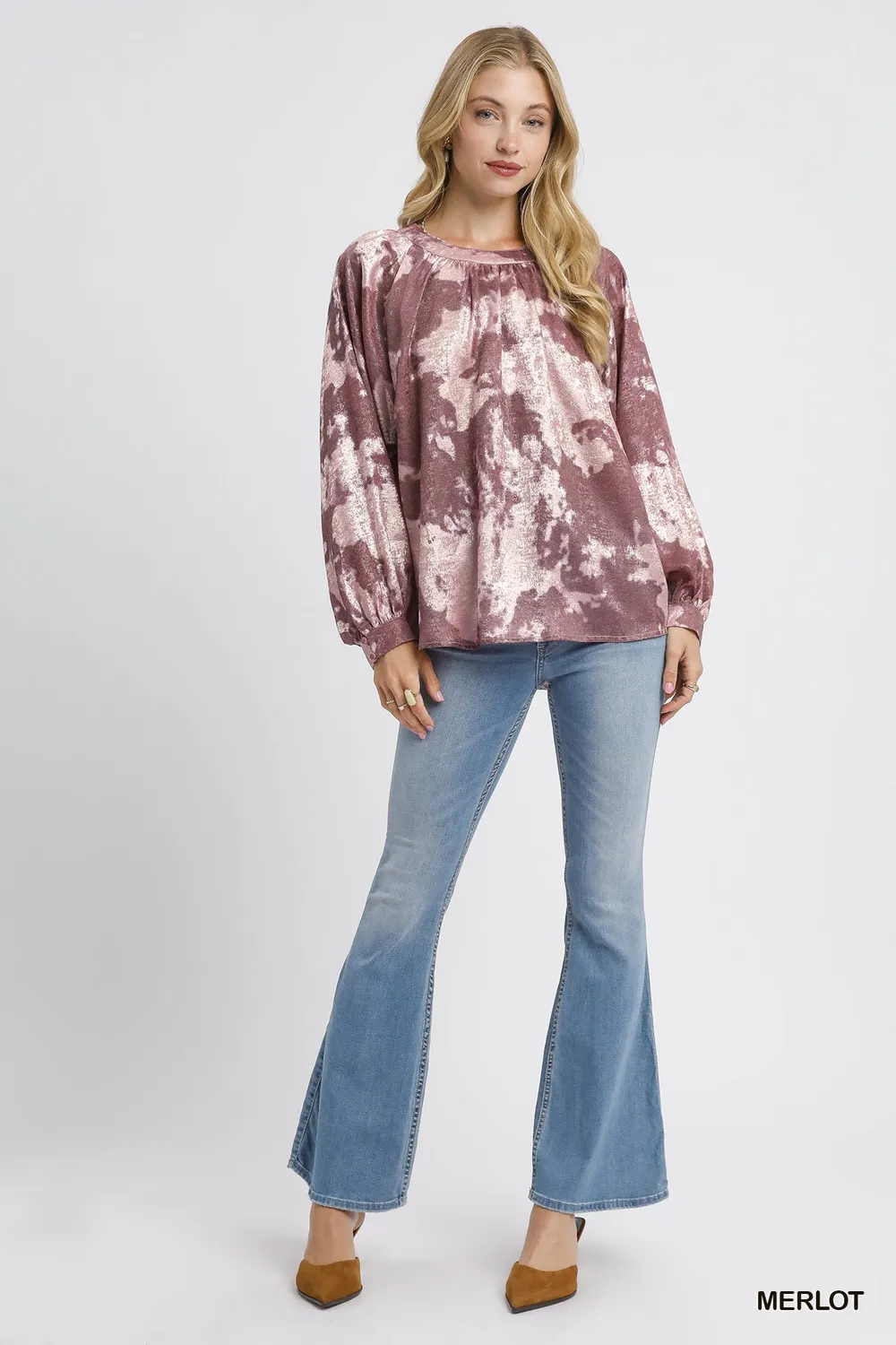 Metallic Fabric Blouse with Balloon Sleeves, image 4