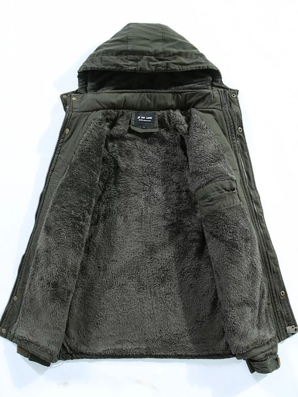Men's Plus Size Winter Warm Hooded Zip Up Jacket, image 2