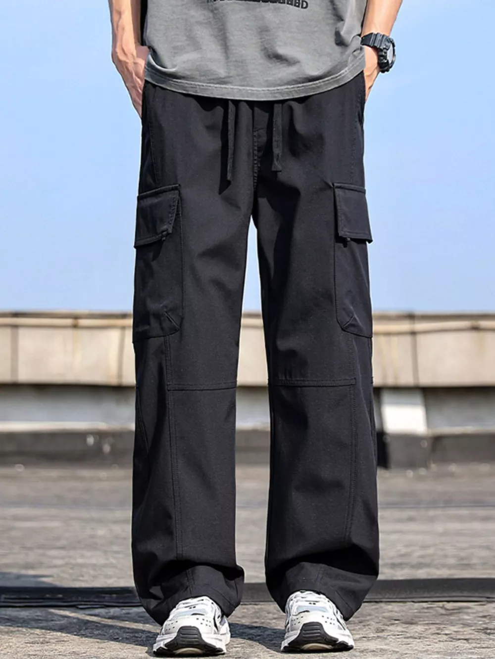 Men's Plus Size Cargo Wide Leg Pants, image 4