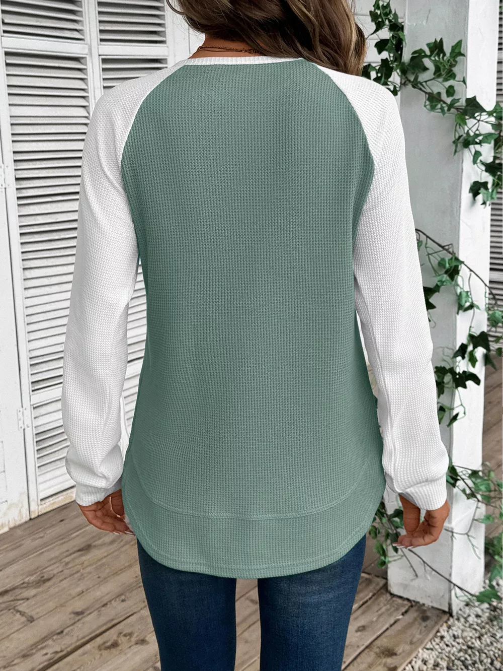 Contrast Raglan Sleeve Waffle Knit T-Shirt, image 26