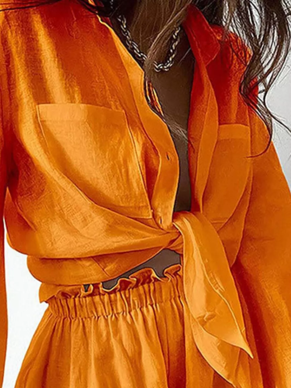 Button Up Long Sleeve Shirt and Shorts Set, image 3