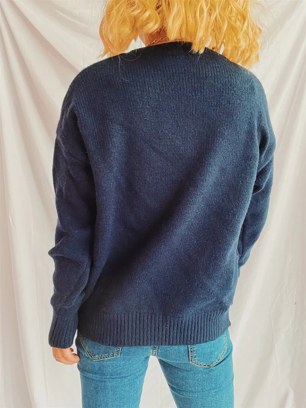 Contrast Star Round Neck Long Sleeve Sweater, image 10