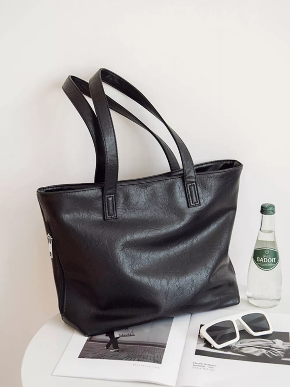 Classic PU Leather Tote Handbag, image 4