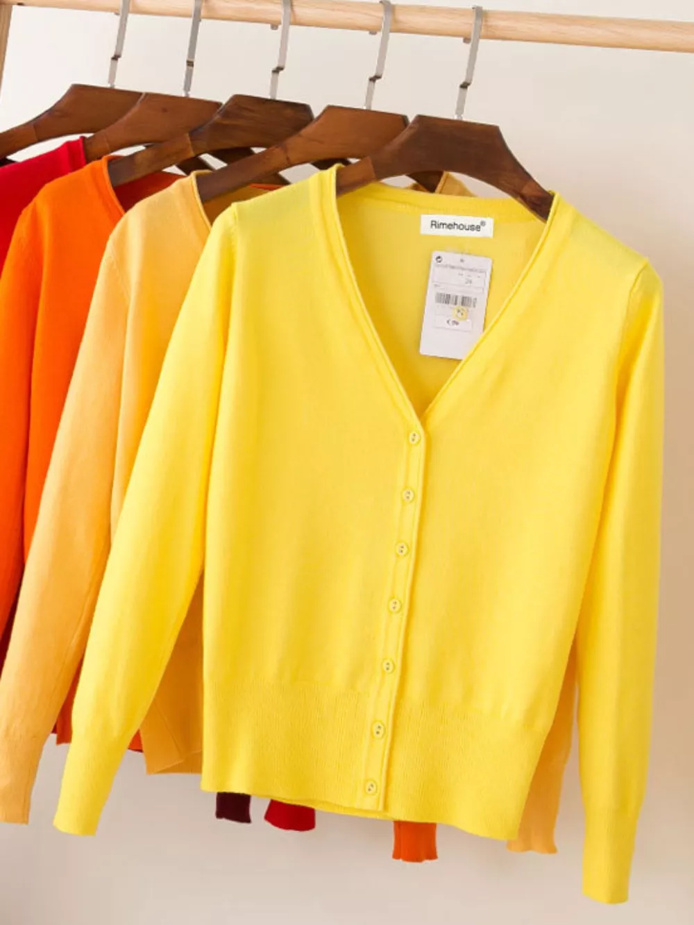 Classic V-Neck Button-Down Knit Cardigan, image 71