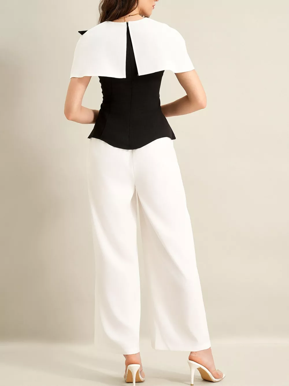 Peplum Top with Wide-Leg Pants Set, image 5