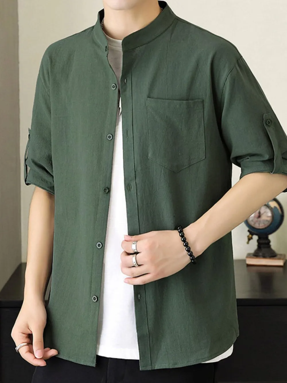 Men's Plus Size Button Up Short Sleeve Shirt, image 5