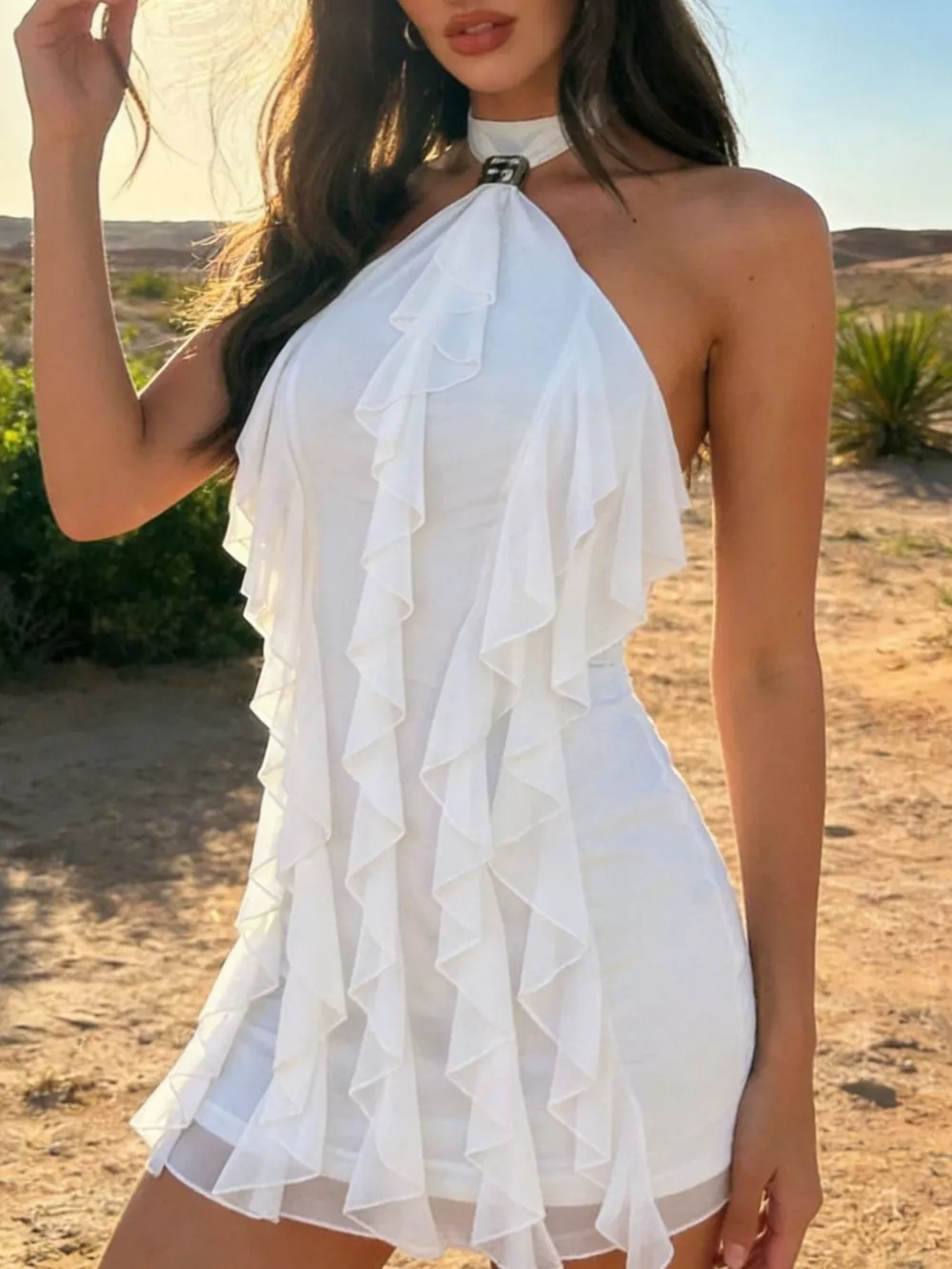 Ruffle Halter Neck Mini Dress, image 7