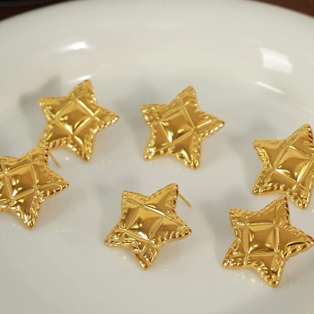 Titanium Steel Star Stud Earrings, image 4