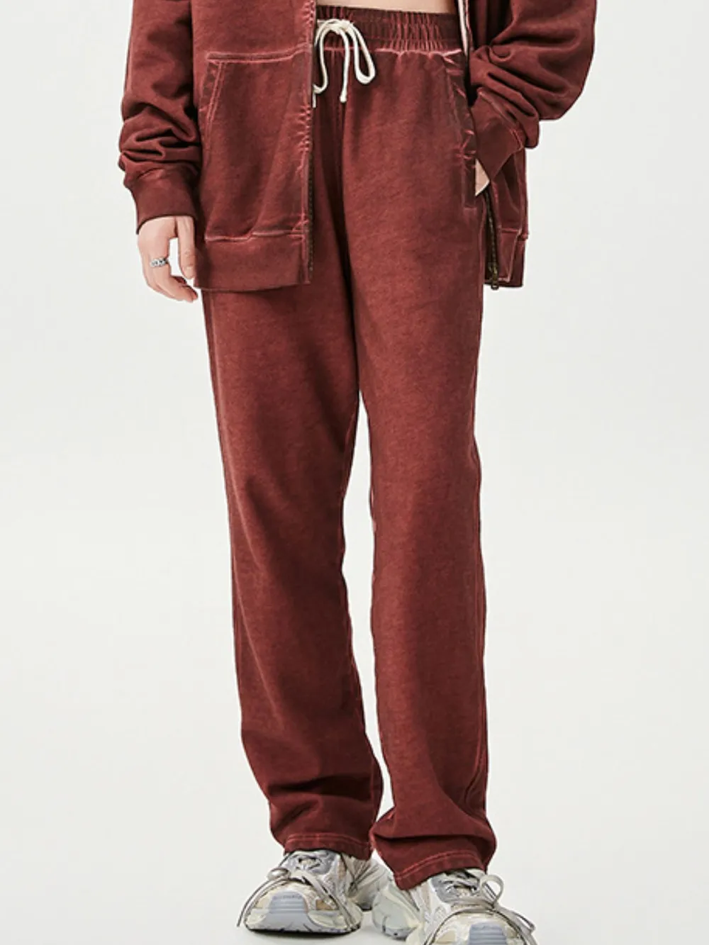 Men's Drawstring Washed Straight Sweatpants, image 10