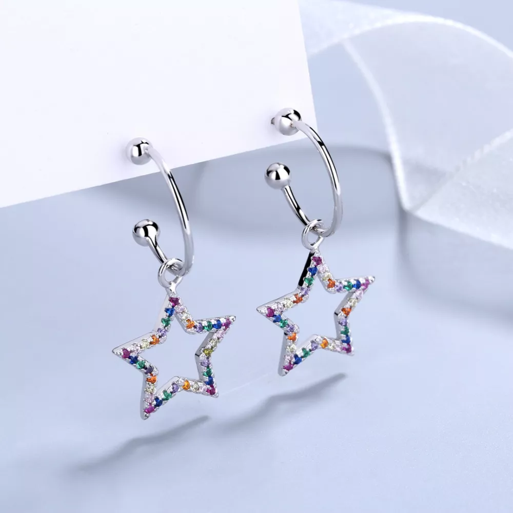 Star C-Hoop Dangle Earrings, image 3
